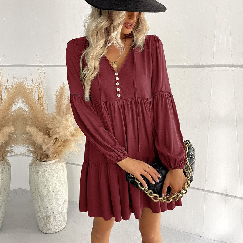 Damen Fließendes Hemdblusenkleid mit Rüschen Shop Nory