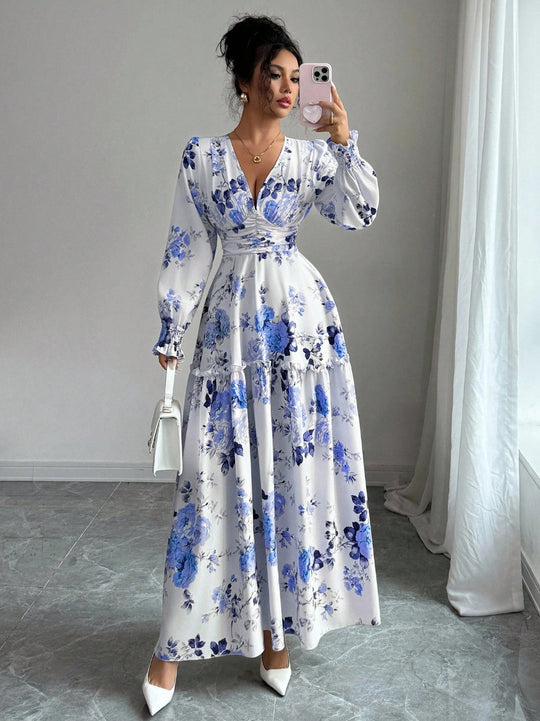 Damen Maxikleid mit floralen Details Shop Nory