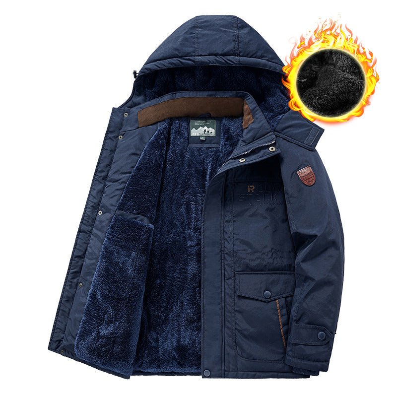 Herren wärmender gefütterter Kapuzenparka mit durchgehendem Teddyfleecefutter und Utility‑Taschen Shop Nory