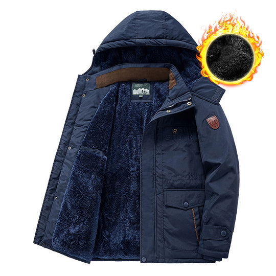 Herren wärmender gefütterter Kapuzenparka mit durchgehendem Teddyfleecefutter und Utility‑Taschen Shop Nory