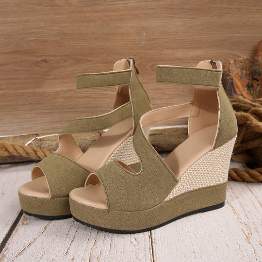 Damen Wedge-Sandaletten mit modischem Riemendesign und anatomischem Fußbett