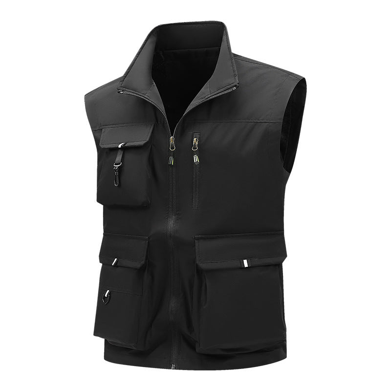 Herren Multifunktionale Outdoor-Utility-Weste mit mehreren Cargo-Taschen und Stehkragen Shop Nory