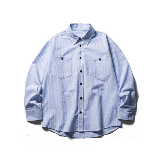 Herren Oversize Hemd im Worker‑Stil mit Nadelstreifen und Brusttaschen Shop Nory
