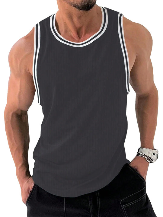 Herren Sportliches ärmelloses Tanktop mit atmungsaktivem Material und modernem Rippendesign