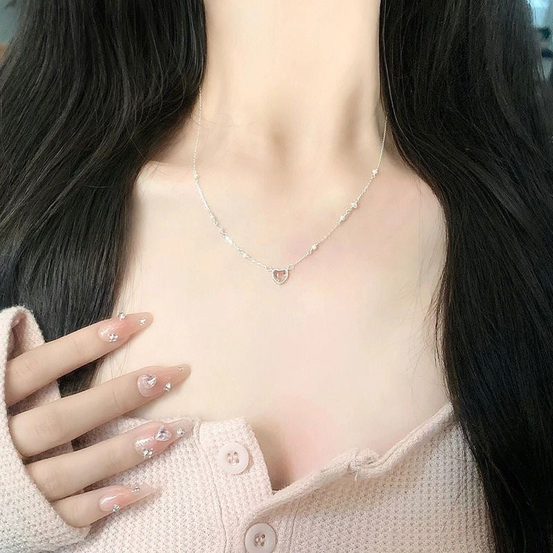 Damen zarte Halskette mit herzförmigem Anhänger und Perlenakzenten Shop Nory
