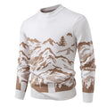Herren Strickpullover mit Bergmotiv und hohem Kragen