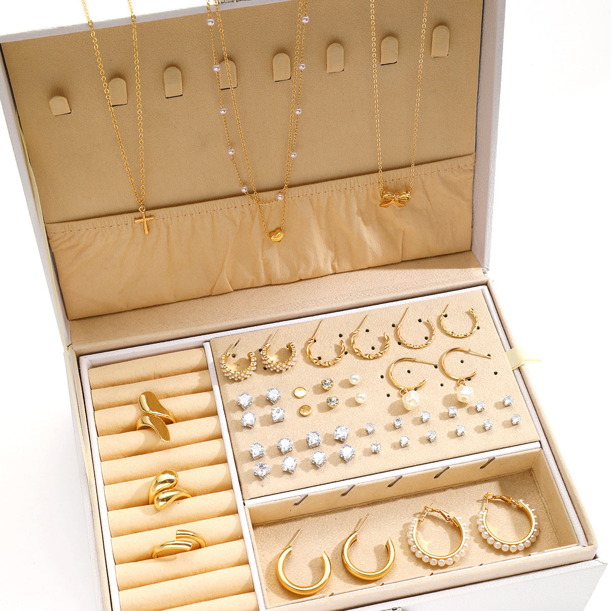 Damen Ohrschmuck-Set mit eleganten Perlen- und Kristallakzenten Shop Nory