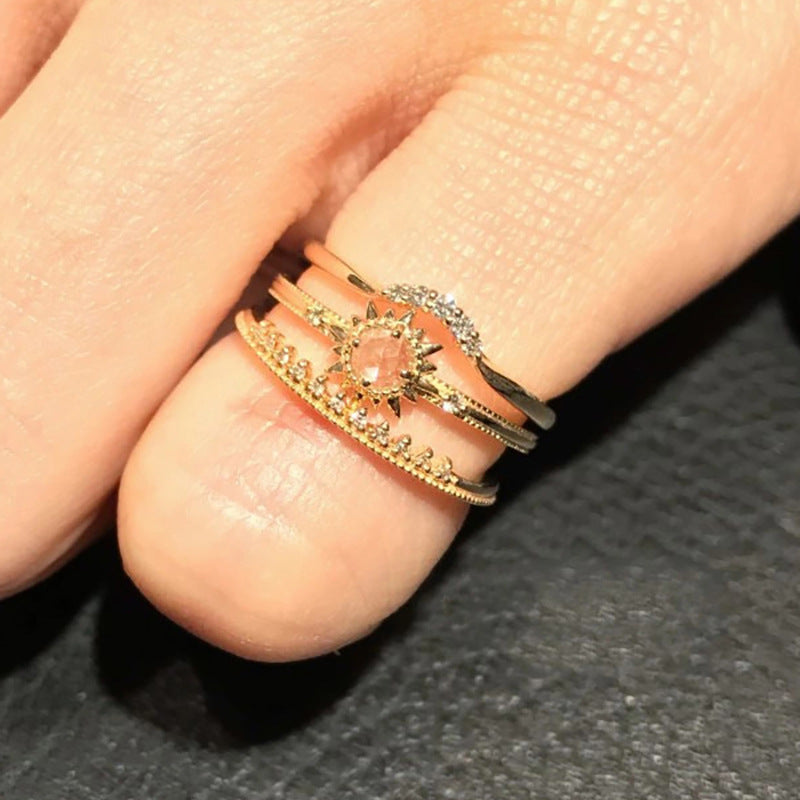Damen Glitzernder Sonnenring aus hochwertigem Edelstahl Shop Nory