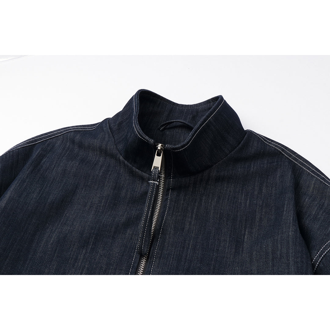 Herren Boxy-Jeansblouson mit hohem Stehkragen, sichtbarer Kontrastnaht und elastischem Saum Shop Nory