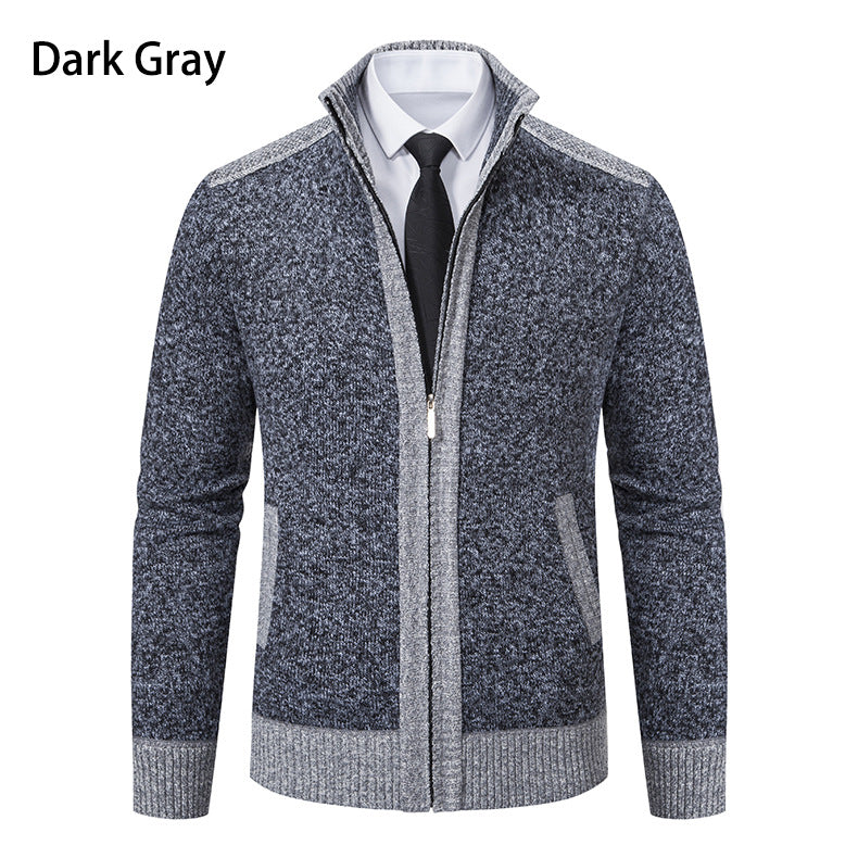 Herren modische Strickjacke mit hohem Kragen und Reißverschluss