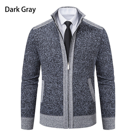 Herren modische Strickjacke mit hohem Kragen und Reißverschluss