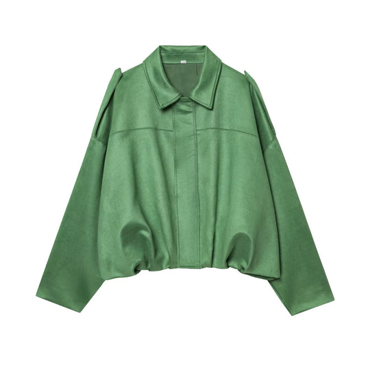 Damen Gekürzte Wildlederoptik-Blousonjacke mit Taillen-Smock und Schulterpatten Shop Nory