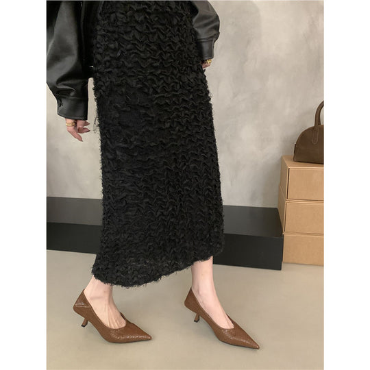 Damen Elegante spitz zulaufende Flechtleder-Pumps mit sculpted Kitten-Absatz Shop Nory