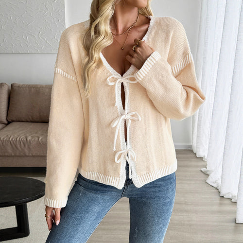 Damen Lässiger Strickcardigan mit Schnüroptik Shop Nory