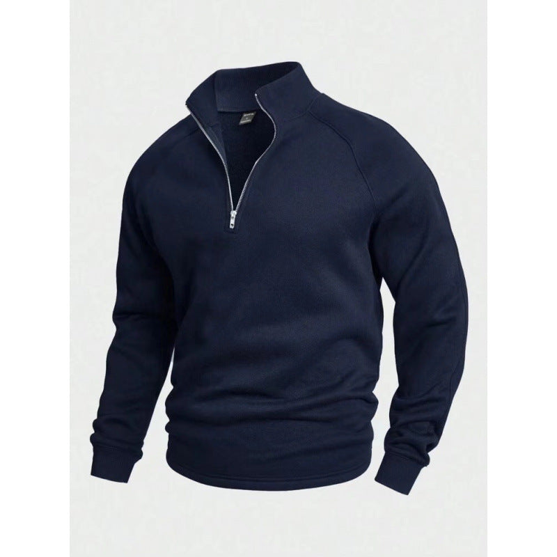 Herren Fleece-Halbzippullover mit Stehkragen und Raglanärmeln Shop Nory