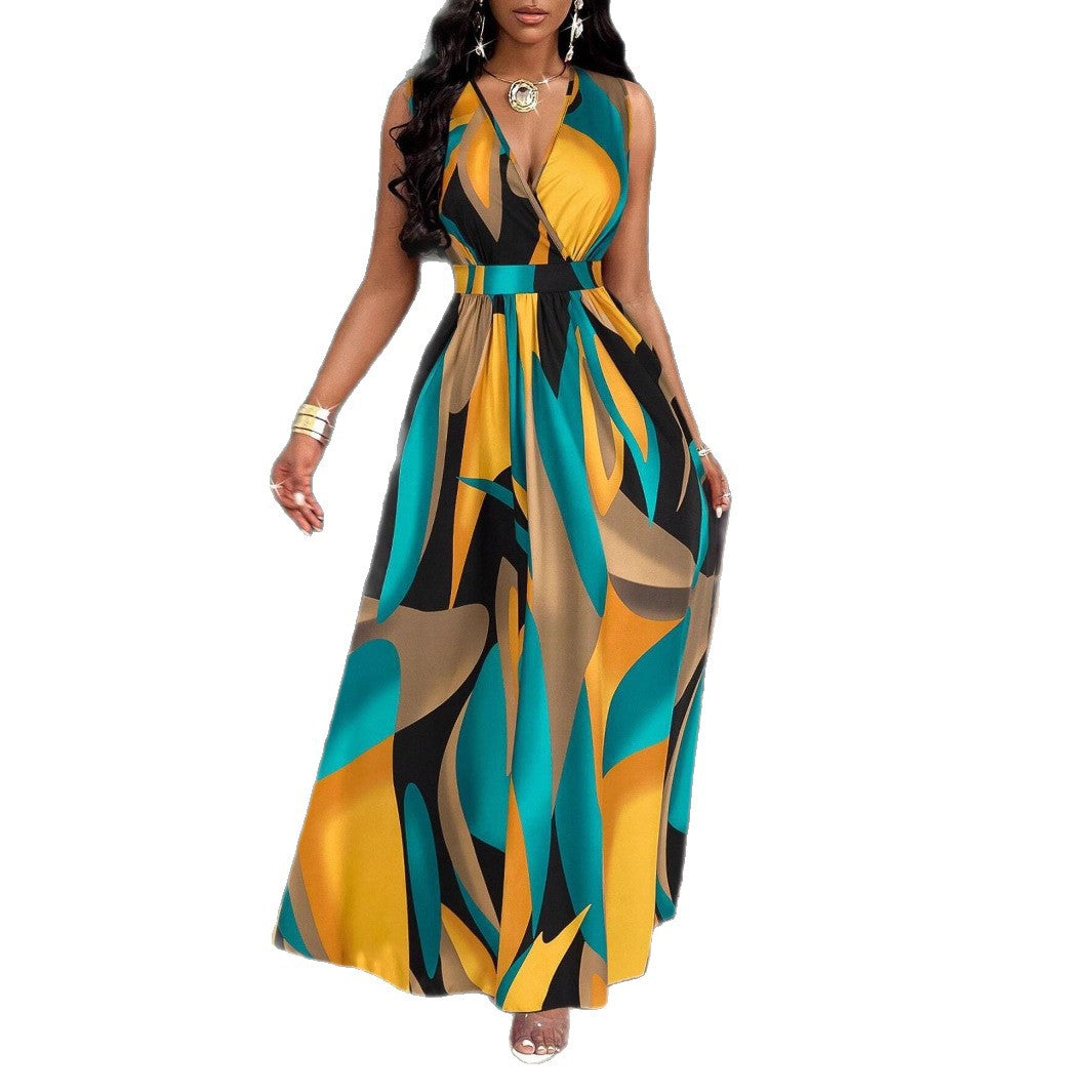 Damen Maxi-Kleid mit elegantem V-Ausschnitt Shopnory