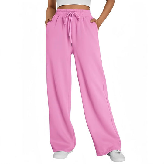 Damen nan Palazzo-Loungehose mit hoher Taille, elastischem Bund, Kordelzug und tiefen Seitentaschen Shop Nory