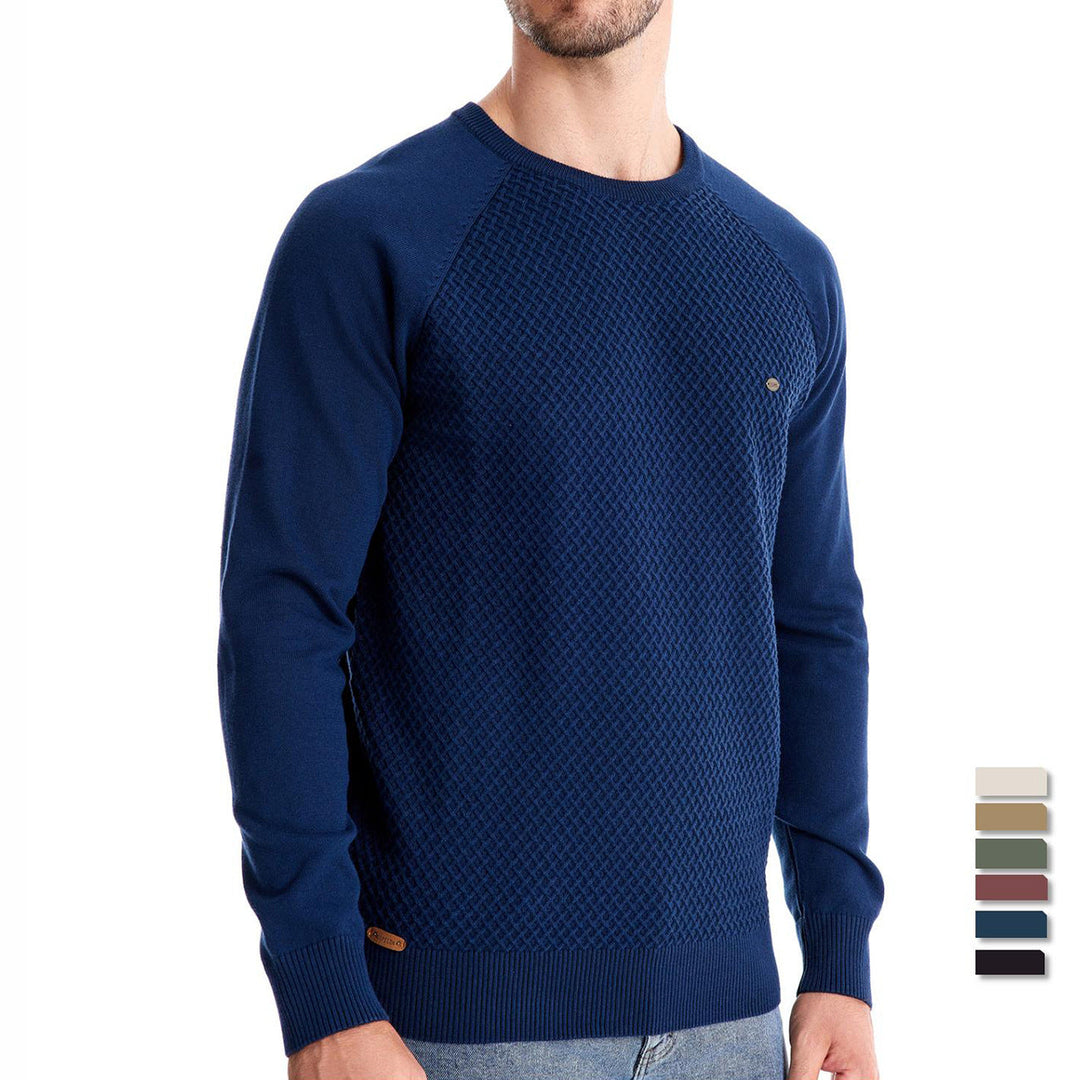 Herren Strickpullover mit modernem Strukturmuster und Rundhalsausschnitt