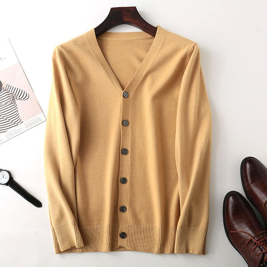 Herren Feiner V‑Ausschnitt-Cardigan aus leichtem Feinstrick mit geripptem Saum Shop Nory