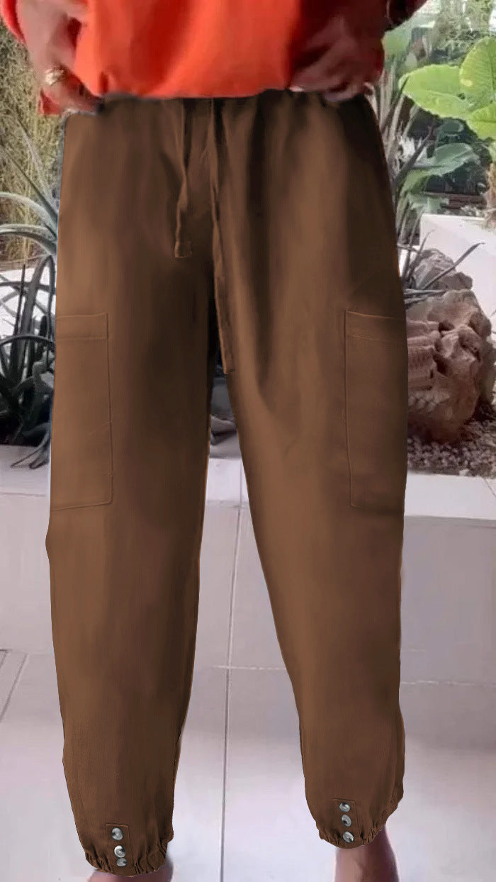 Damen Cargo-Jogginghose mit Kordelzug, aufgesetzten Taschen und Knopfmanschetten Shop Nory