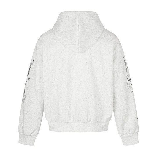 Unisex Bedruckte Kapuzen‑Zipjacke im lässigen Boxy‑Cut mit durchgehendem Reißverschluss Shop Nory