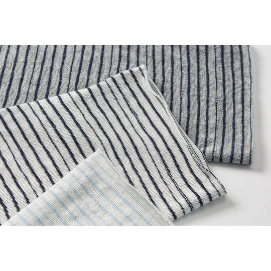Unisex Fein gestreiftes Langarmshirt aus Baumwollmischung mit Rundhalsausschnitt Shop Nory