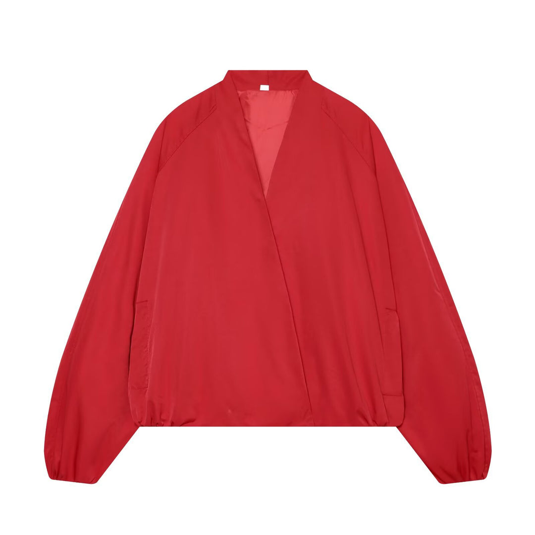 Damen Leichte Cropped-Bomberjacke im Boxy‑Schnitt mit offenem Kimono‑Verschluss Shop Nory