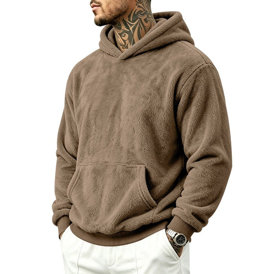 Herren Kuscheliger Fleece-Hoodie mit Kängurutasche und geripptem Saum Shop Nory