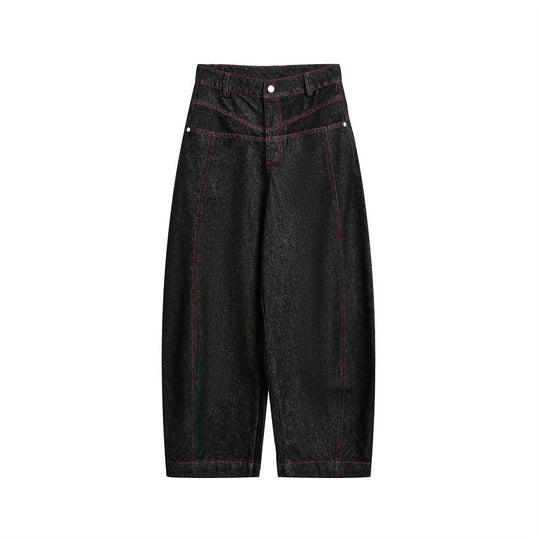 Damen Hochtaillierte Cropped-Baggy-Jeans mit markanten Kontrastnähten Shop Nory