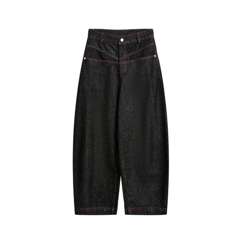 Damen Hochtaillierte Cropped-Baggy-Jeans mit markanten Kontrastnähten Shop Nory