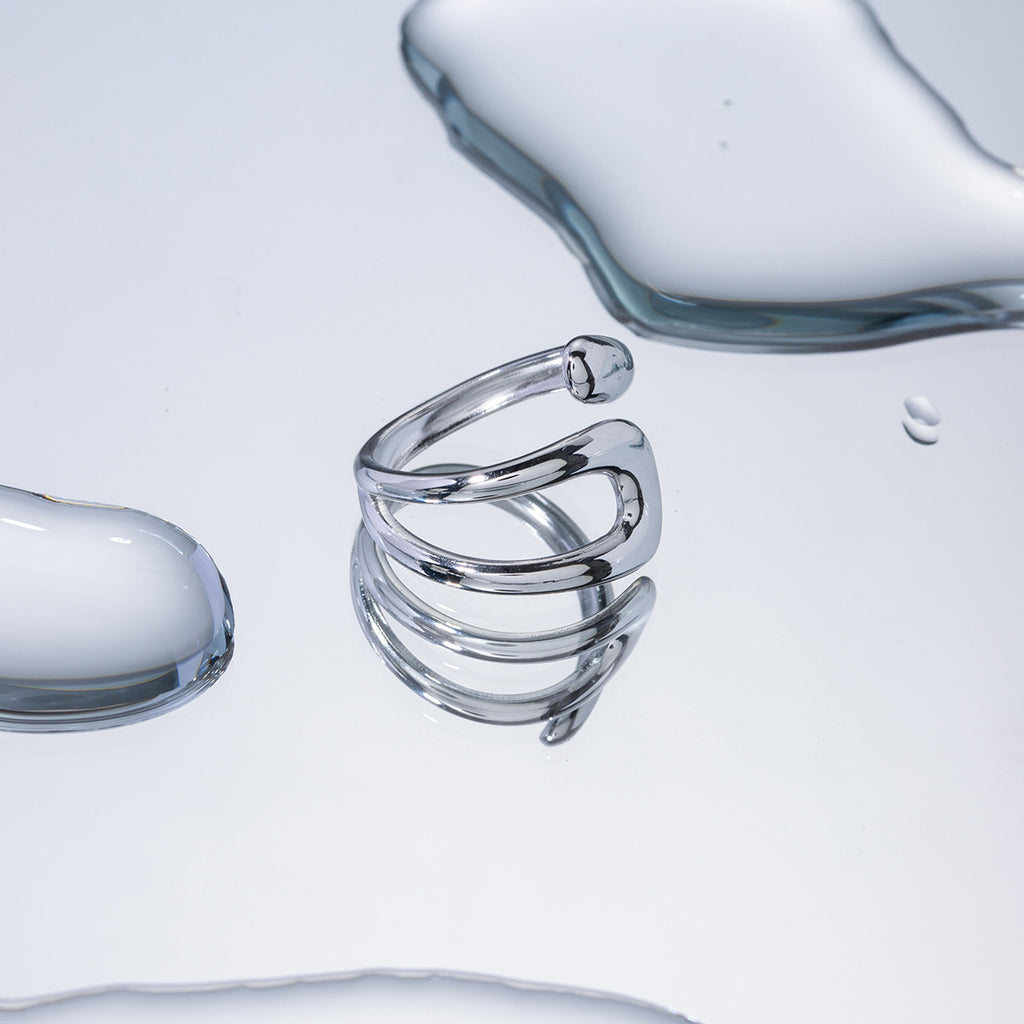 Damen Offener Ring mit modernem, geschwungenem Design Shop Nory