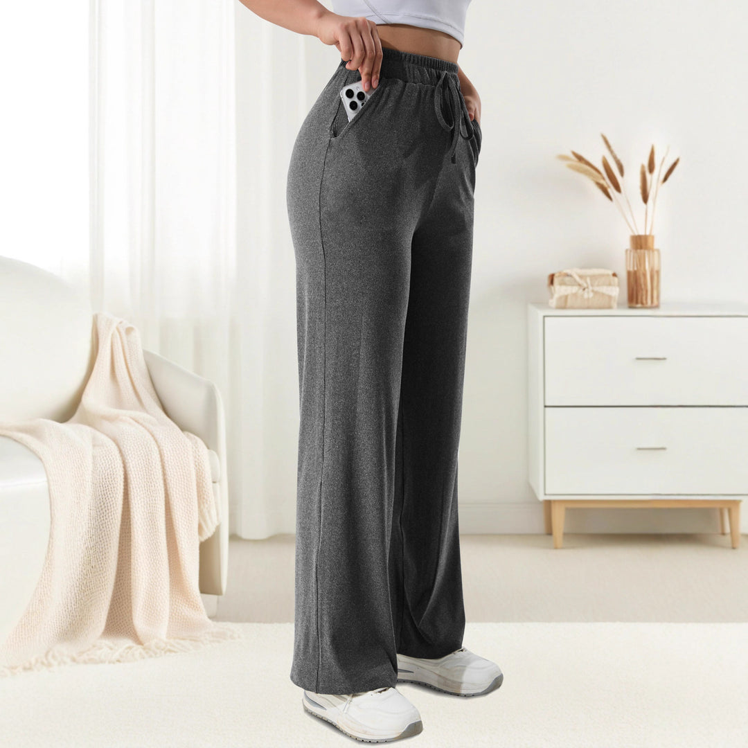 Damen weite Jersey-Loungehose mit hohem Komfortbund und Seitentaschen Shopy Nory