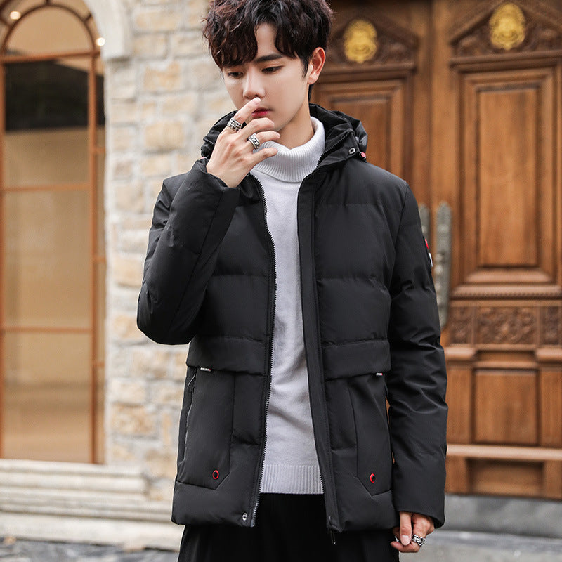 Herren wattierter Parka mit Kapuze, hohem Stehkragen und Utility‑Taschen Shop Nory