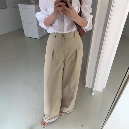 Damen Modische Chinohose mit weitem Schnitt Shop Nory