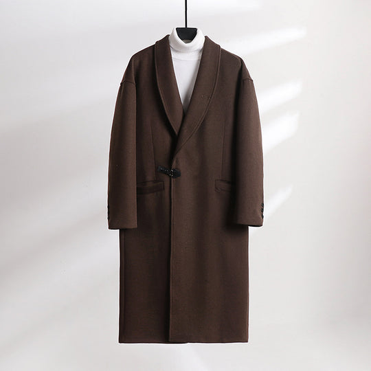 Herren Bodenlanger Wollmix-Mantel mit weitem Schalkragen und dekorativem Knebelverschluss Shop Nory