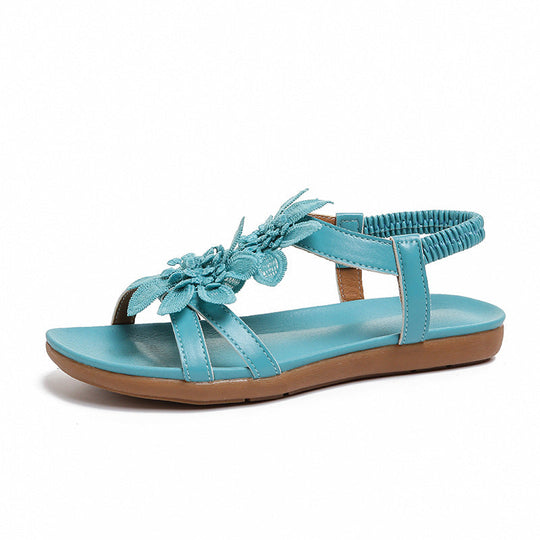Damen Blumenverzierte Schlüpf-Sandalen Shopnory