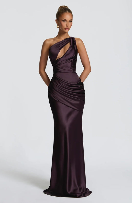 Damen Elegantes Maxikleid mit asymmetrischem Schnitt und raffinierten Drapierungen Shopnory
