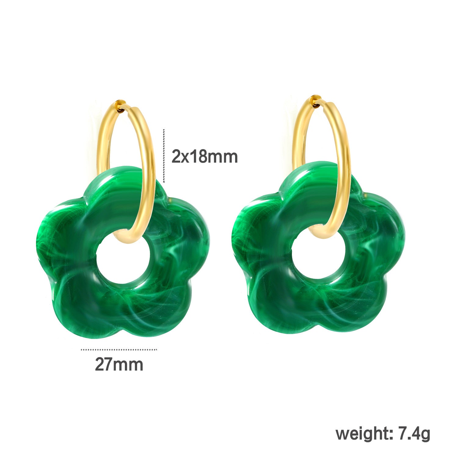 Damen Hängende Ohrstecker mit kunstvollem Blüten-Design und goldenem Ring Shop Nory