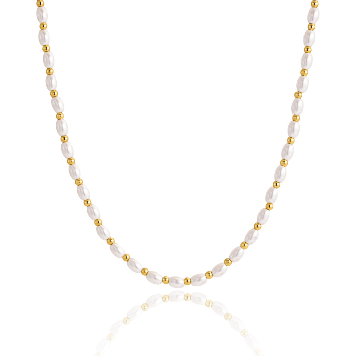 Damen Elegante und modische Halskette mit Perlen und goldfarbener Veredelung Shop Nory