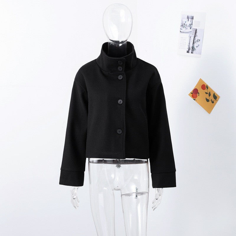 Damen Kurze Jacke mit hohem Kragen und Knopfverschluss ShopNory