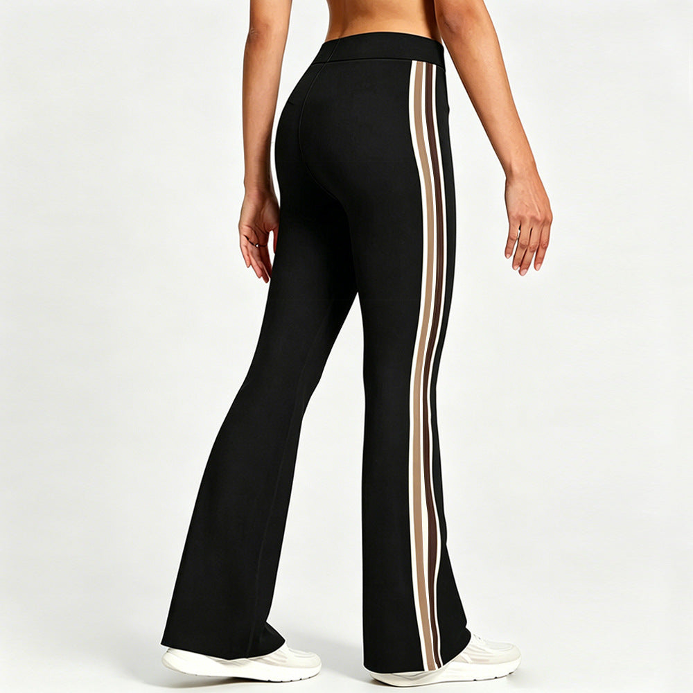 Damen Hochgeschnittene ausgestellte Sporthose mit seitlichen Kontraststreifen Shopy Nory