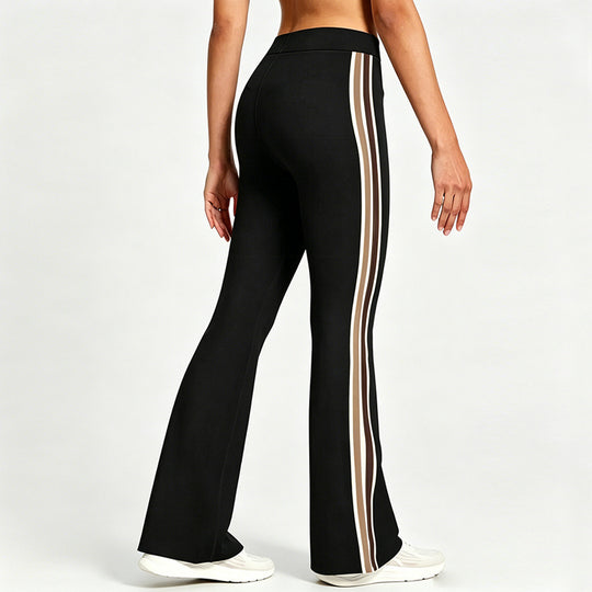 Damen Hochgeschnittene ausgestellte Sporthose mit seitlichen Kontraststreifen Shopy Nory