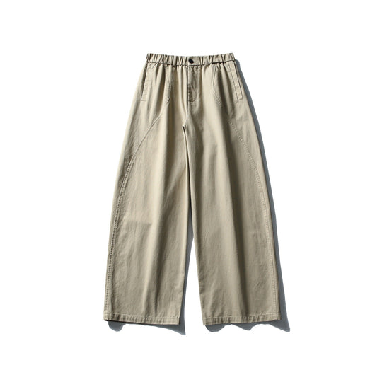 Damen Weite Cropped-Hose mit elastischem Bund und dekorativen Nahtpasse Shop Nory