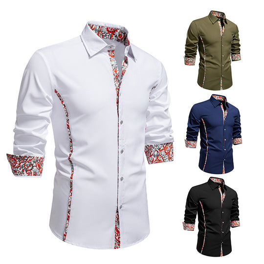 Herren Elegantes tailliertes Business-Hemd mit kontrastierter Innenblende und Paisley-Detail Shop Nory