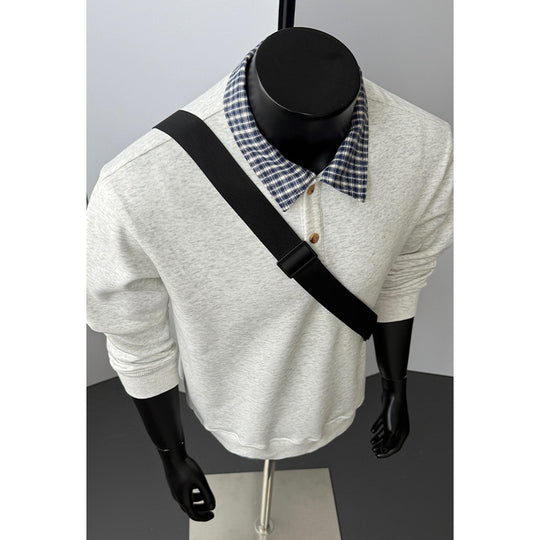 Herren Sportlicher Sweatshirt mit Kragen und Schultergurt Shop Nory