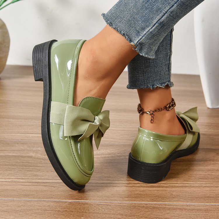 Damen Loafer mit Karo‑Muster und Schleifenapplikation Shop Nory