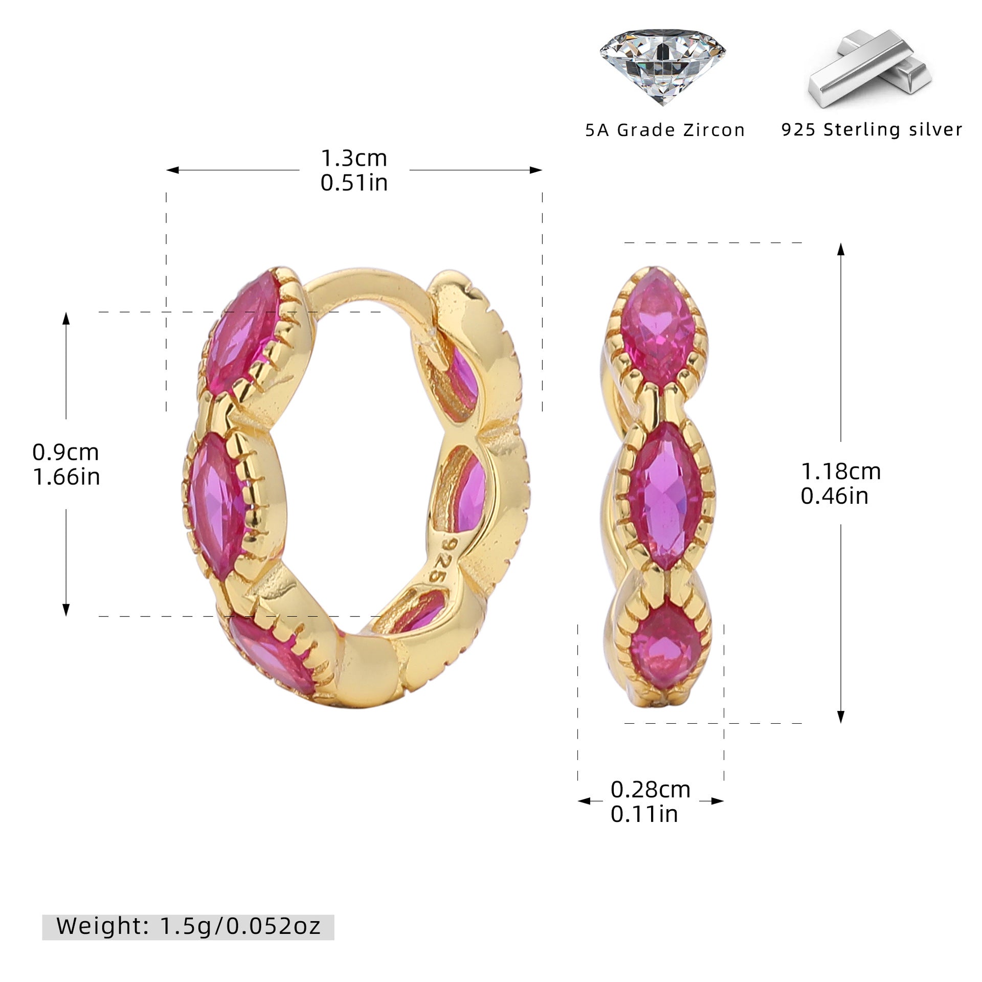 Damen Creolen mit funkelnden blauen Zirkonsteinen aus hochwertigem 925 Sterling Silber Shop Nory