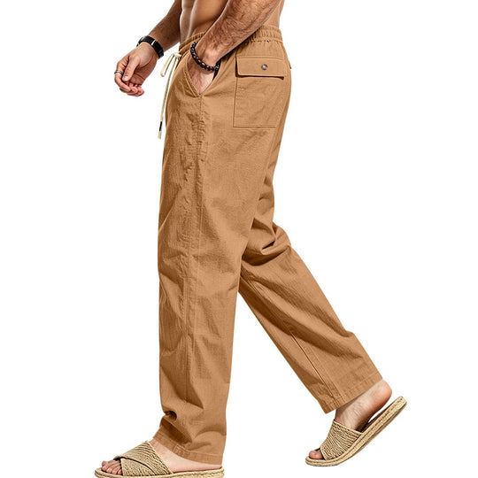 Herren Leichte Relax-Hose mit elastischem Bund, Kordelzug und aufgesetzter Cargotasche Shop Nory