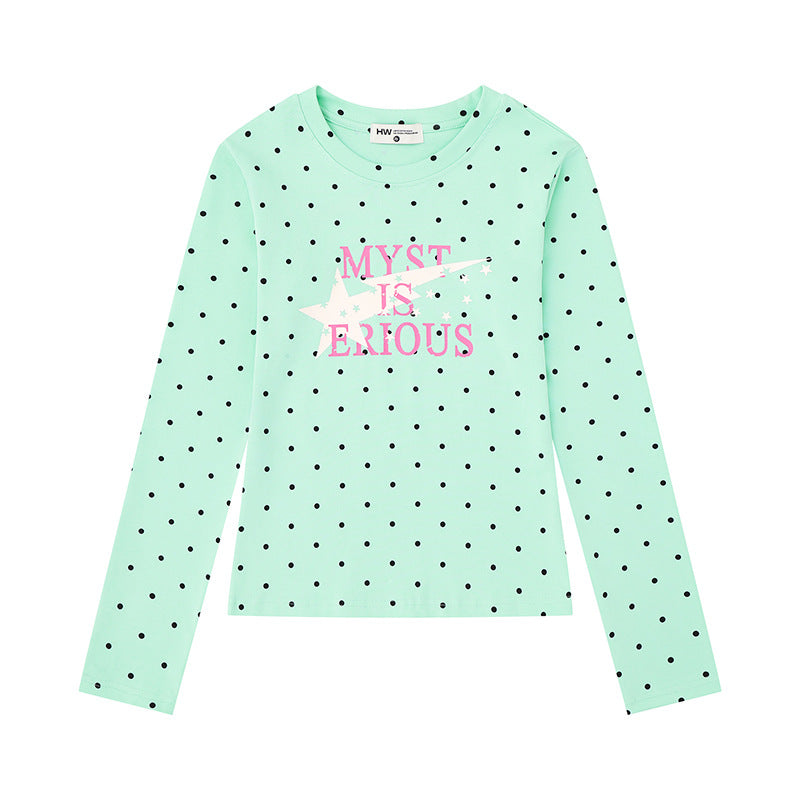 Damen Langarmshirt aus Baumwolljersey mit Pünktchenmuster und Statement-Sternprint Shop Nory