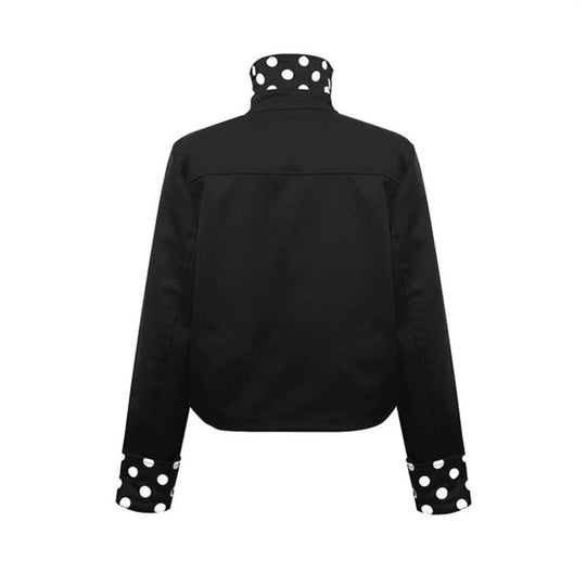 Damen Kurze Double-Breasted Jacke mit Stehkragen und Polka‑Dot-Futter Shop Nory